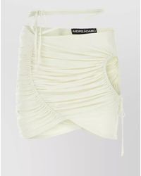 ANDREADAMO - Viscose Mini Skirt With Ruched Asymmetric Hem - Lyst