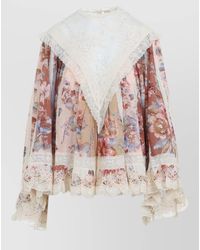 Zimmermann - Awaken Lace Trim Cotton Floral Blouse - Lyst