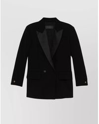 Max Mara - Double-Breasted Jacket With Satin Lapels And Rear Vents - Lyst