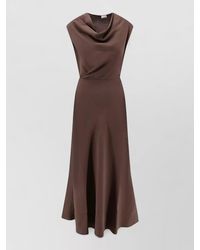Brunello Cucinelli - Virgin Wool Draped Sleeveless Flared Midi Dress - Lyst