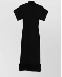 Moschino - Wool Silk Faux Fur Trim Short Sleeve Midi Dress - Lyst