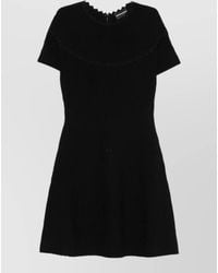 Emporio Armani - Short Sleeve Dress Fitted Silhouette Textured Neckline - Lyst