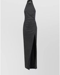 Balmain - Velvet Rhinestone Halterneck Long Dress - Lyst