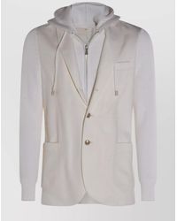 Eleventy - Hooded Blazer With Front Pockets And Ribbed Sleeves - Lyst