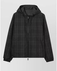 Burberry - Hooded Check Casual Jacket For - Lyst