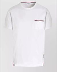 Thom Browne - Cotton Ribbed Crew-Neck Short-Sleeve Pocket T-Shirt - Lyst