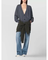 Stella McCartney - Crossed Sleeves V-Neck Cardigan With Ribbed Cuffs - Lyst
