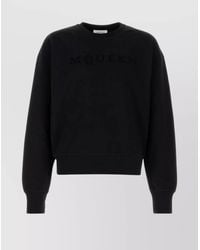 McQueen - Cotton Logo Print Crewneck Sweatshirt - Lyst