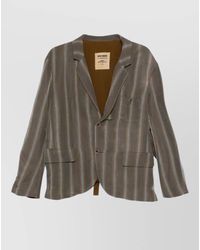 Uma Wang - Striped Jacket Tie Back Notch Lapel Pockets - Lyst