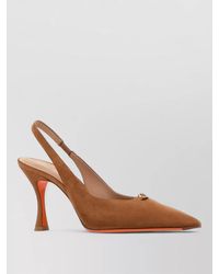 Santoni - Suede Chanel Pumps Contrast Sole Pointed Toe - Lyst