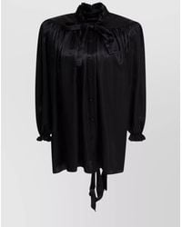 Balenciaga - Silk Lace-Up Blouse - Lyst