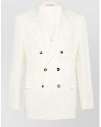 Brunello Cucinelli - Linen Blend Double-Breasted Jacket - Lyst