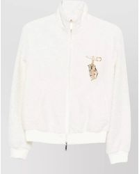 Emporio Armani - Tweed Knit Blouson Jacket High Collar - Lyst