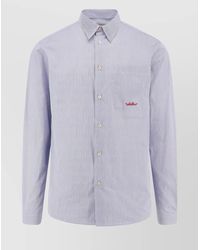 Valentino - Striped Cotton Long-Sleeve Shirt - Lyst