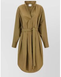 Nude - Shirt Dress Belted Waist Button Cuffs - Lyst