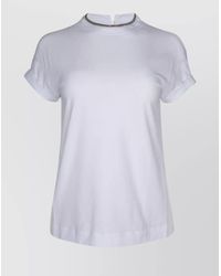 Brunello Cucinelli - Cotton Jersey Contrast Trim Short Sleeve T-Shirt - Lyst