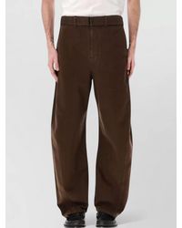 Lemaire - Cotton Twill Mid-Rise Wide-Leg Belted Trousers - Lyst