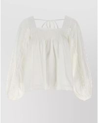 FARM Rio - Cotton Square Neck Long Sleeve Blouse - Lyst