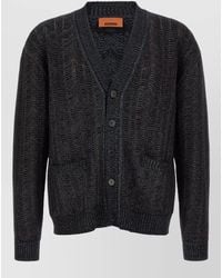 Missoni - Ribbed V-Neck Zigzag-Knit Cardigan - Lyst