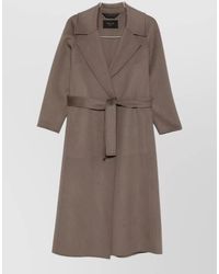 Paltò - Paola Wool Coat Belted Waist Design - Lyst