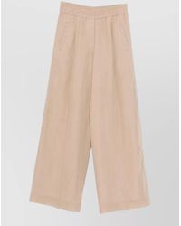 Brunello Cucinelli - Cotton Elastic-Waist Wide-Leg Trousers - Lyst
