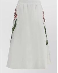 FARM Rio - Linen Floral Embroidered Midi A-Line Skirt - Lyst