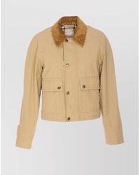 Burberry - Organic Cotton Checked Lining Cropped Jacket - Lyst