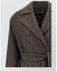 Kiton - Wool Chevron Belted Coat - Lyst