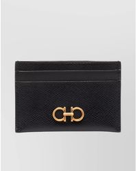 Ferragamo - Hammered Leather Card Holder With Textured Finish - Lyst