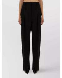 Bottega Veneta - Wool High-Rise Pleated Wide-Leg Tailored Trousers - Lyst