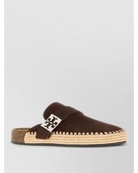 Tory Burch - Suede Mellow Mules Slippers Contrast Stitching - Lyst