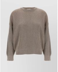 Brunello Cucinelli - Metallic Cotton Crew-Neck Jumper - Lyst