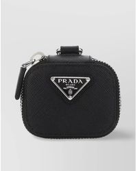 Prada - Triangle Leather Airpods Case - Lyst