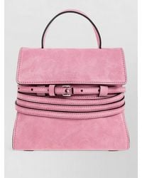 Moschino - Shoulder Bag Suede Finish Adjustable Strap Buckle - Lyst