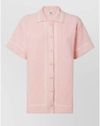 Fendi - Ff Crochet Knit Polo Shirt - Lyst
