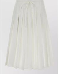 Prada - Poplin Midi Pleated Skirt - Lyst