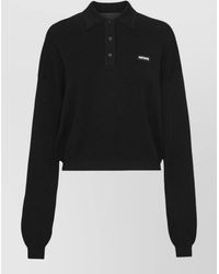 ROTATE BIRGER CHRISTENSEN - Cropped Logo Knit Polo Long Sleeves - Lyst