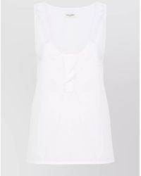 Saint Laurent - Cotton Poplin Sleeveless U-Neck Top - Lyst