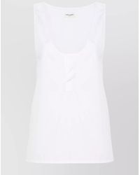 Saint Laurent - Cotton Poplin Sleeveless U-Neck Top - Lyst