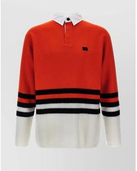 Wales Bonner - 'Cipher' Striped Long Sleeve Polo Shirt - Lyst