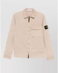 Stone Island - Cotton Shirt Long Sleeves Front Pocket - Lyst