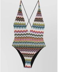 Missoni - V Neck Swimsuit Herringbone Pattern Design - Lyst