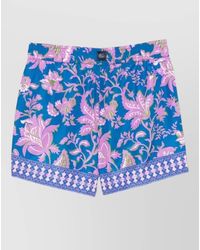 Etro - Swim Shorts Floral Trim Elastic Waistband Pockets - Lyst
