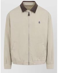 Prada - Cotton Hybrid Jacket Leather Collar Hem - Lyst