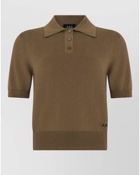 A.P.C. - Cotton Fine-Knit Short-Sleeve Polo Shirt - Lyst