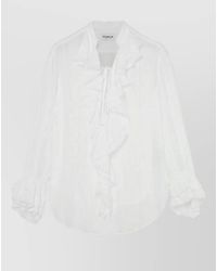 Dondup - Long Sleeve Shirt Sheer Fabric Tie Neck - Lyst