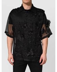 Dolce & Gabbana - Silk Sheer Floral Appliqué Short Sleeve Shirt - Lyst