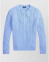 Ralph Lauren - Cable Knit Cotton Crewneck Sweater Long Sleeves - Lyst