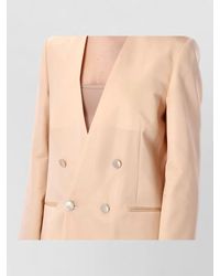 Alberta Ferretti - Silk Double-Breasted V-Neck Blazer - Lyst
