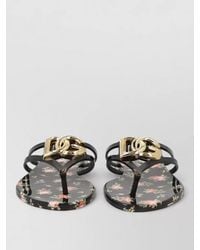 Dolce & Gabbana - Sandals Open Toe Flat Sole Floral Straps - Lyst
